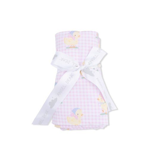 Vintage Spring Ducklings Pink - Swaddle Blanket