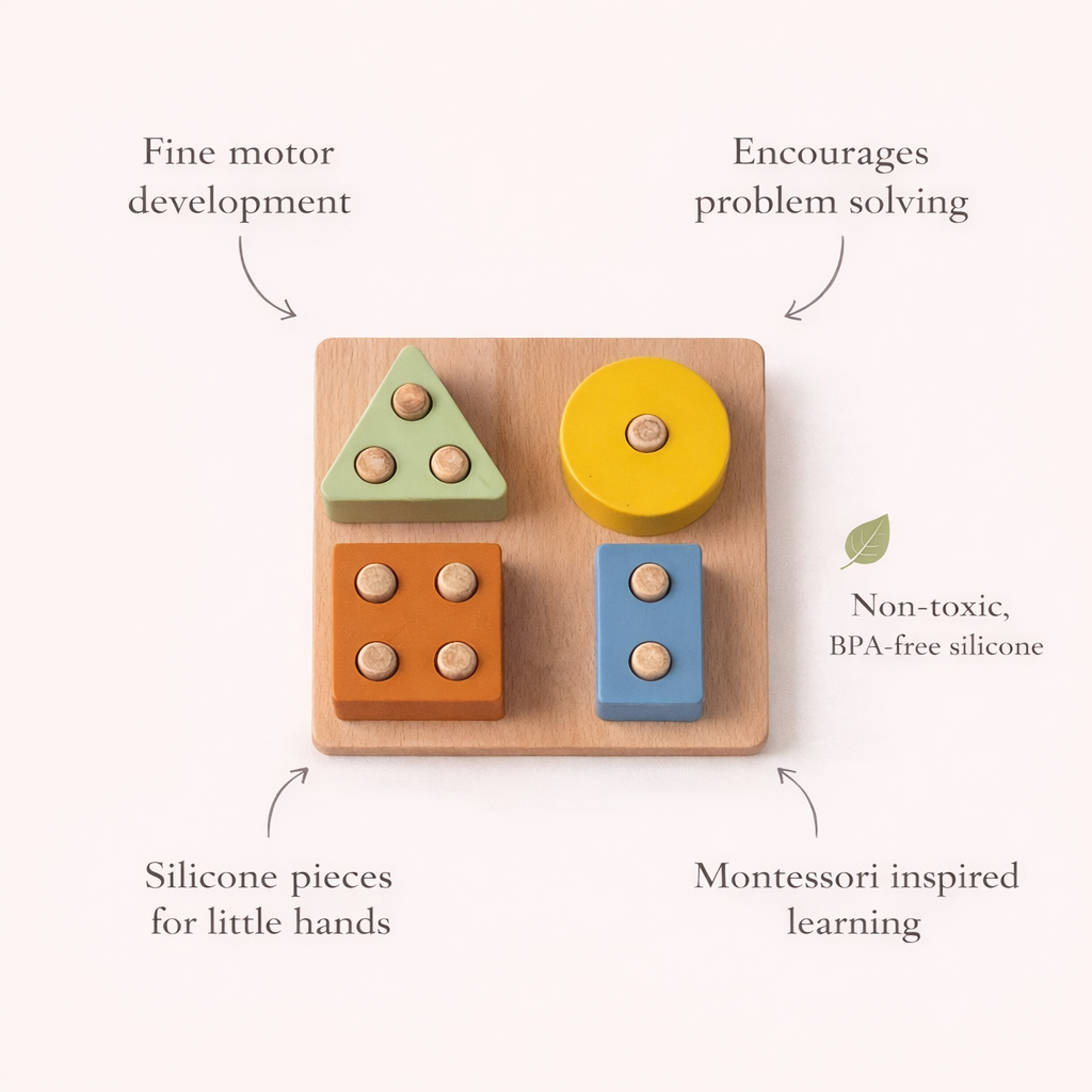 Shape Puzzle Toy + Geometric + Wood & Silicone + Montessori | LYTL®️