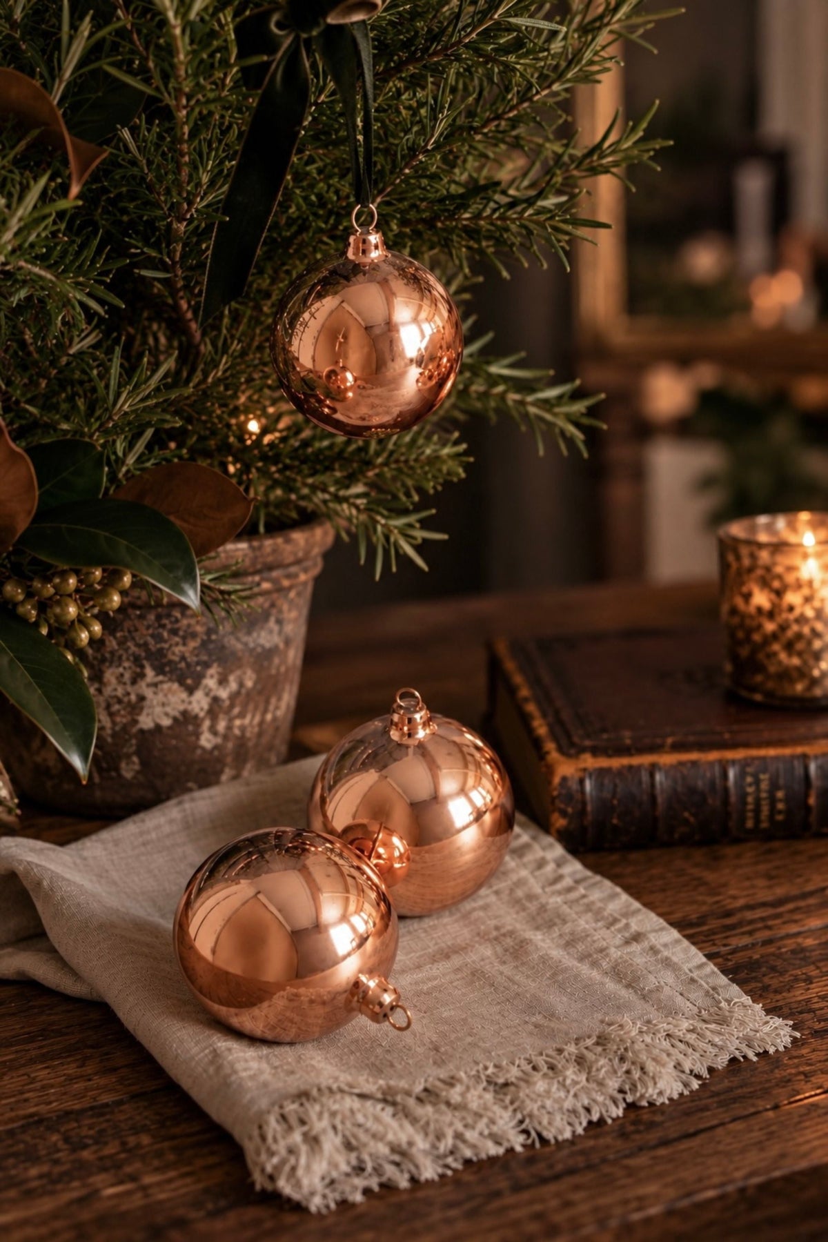 Vintage Inspired Copper Ball Ornaments