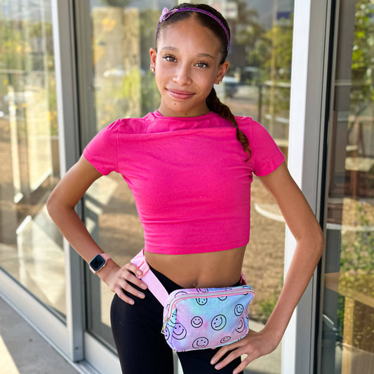 Kids Belt Bag - Tie Dye Smiley Face Crossbody Fanny Pack