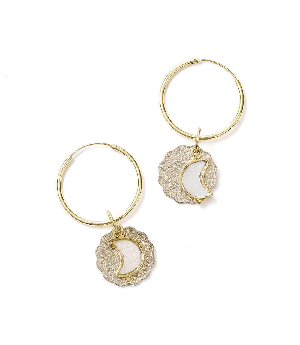 Sikka Coin Dangle Hoop Earrings