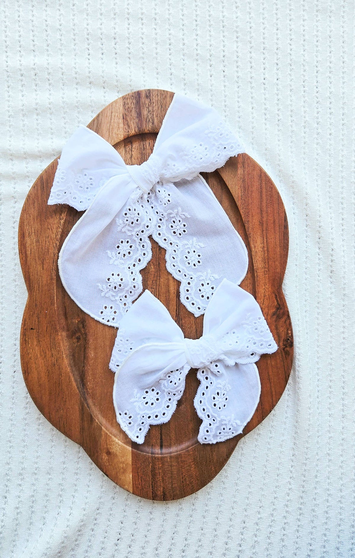 Fable Bow on Clip • White Eyelet Lace
