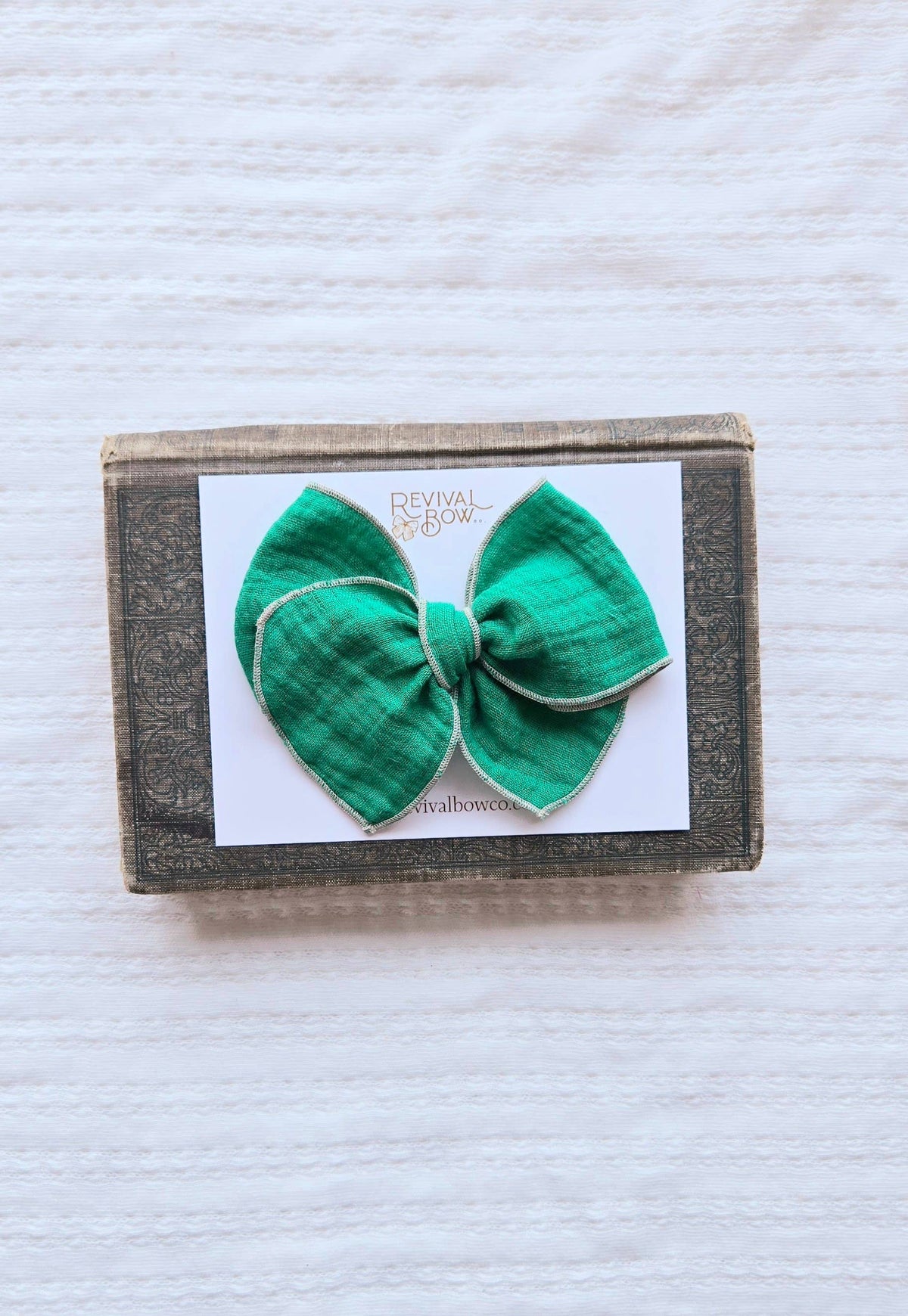 Fable Bow on Clip • Shamrock Green Gauze