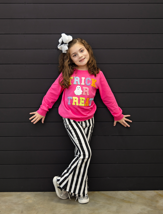 Trick or Treat Pink Chenille Sweater: Fall 2025
