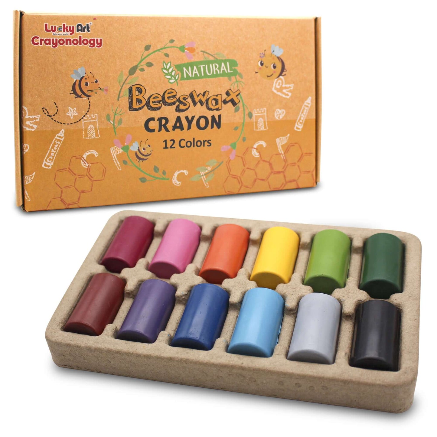 Natural Beeswax Crayons – 12 Colors, Non-Toxic for Kids & Artists