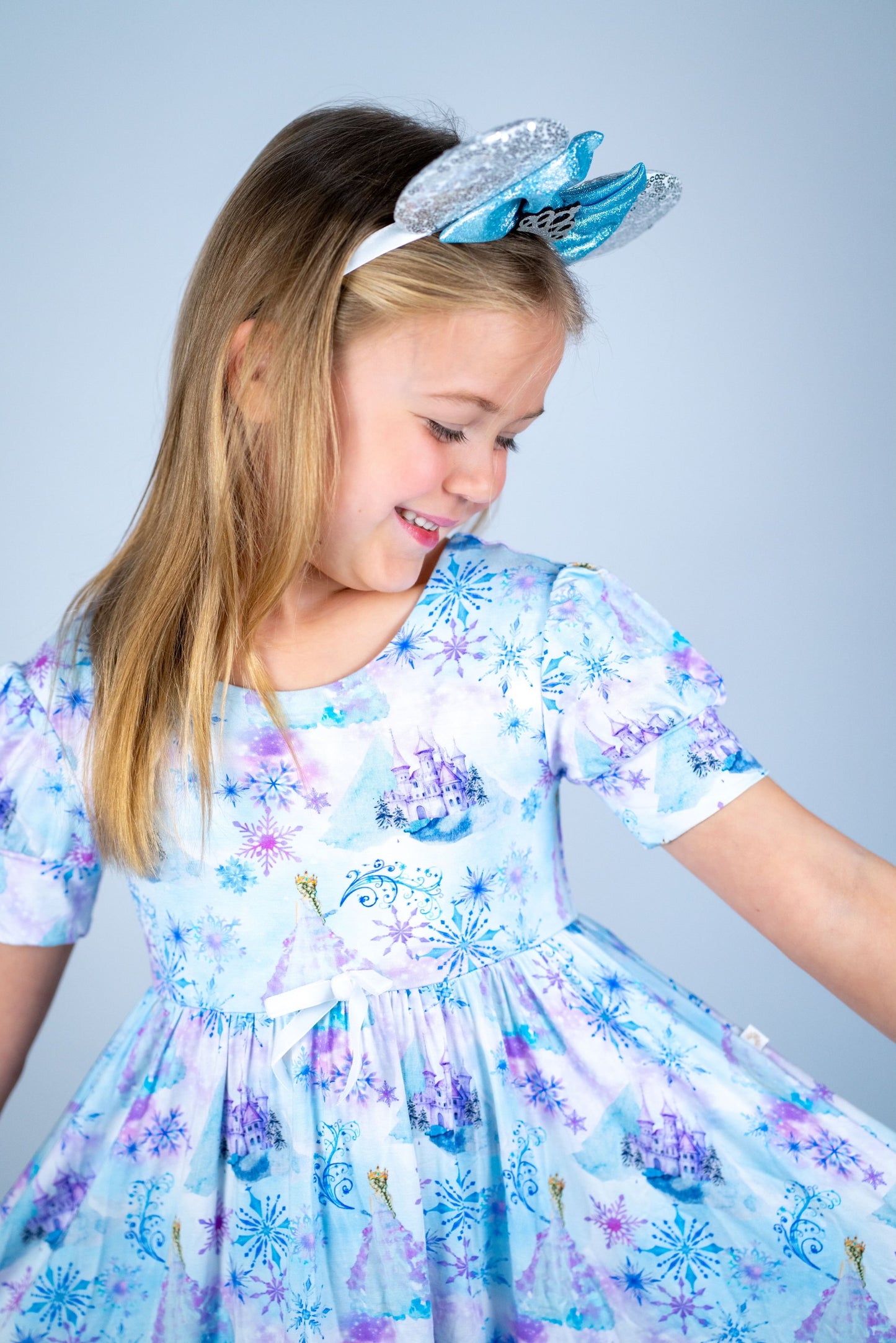 Snow Queen Lace Trimmed Twirl Dress