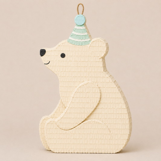 🐻‍❄️ Party Polar Bear Piñata – Handmade Bear Birthday Decoration for Baby Showers, Winter Parties & Kids' Celebrations