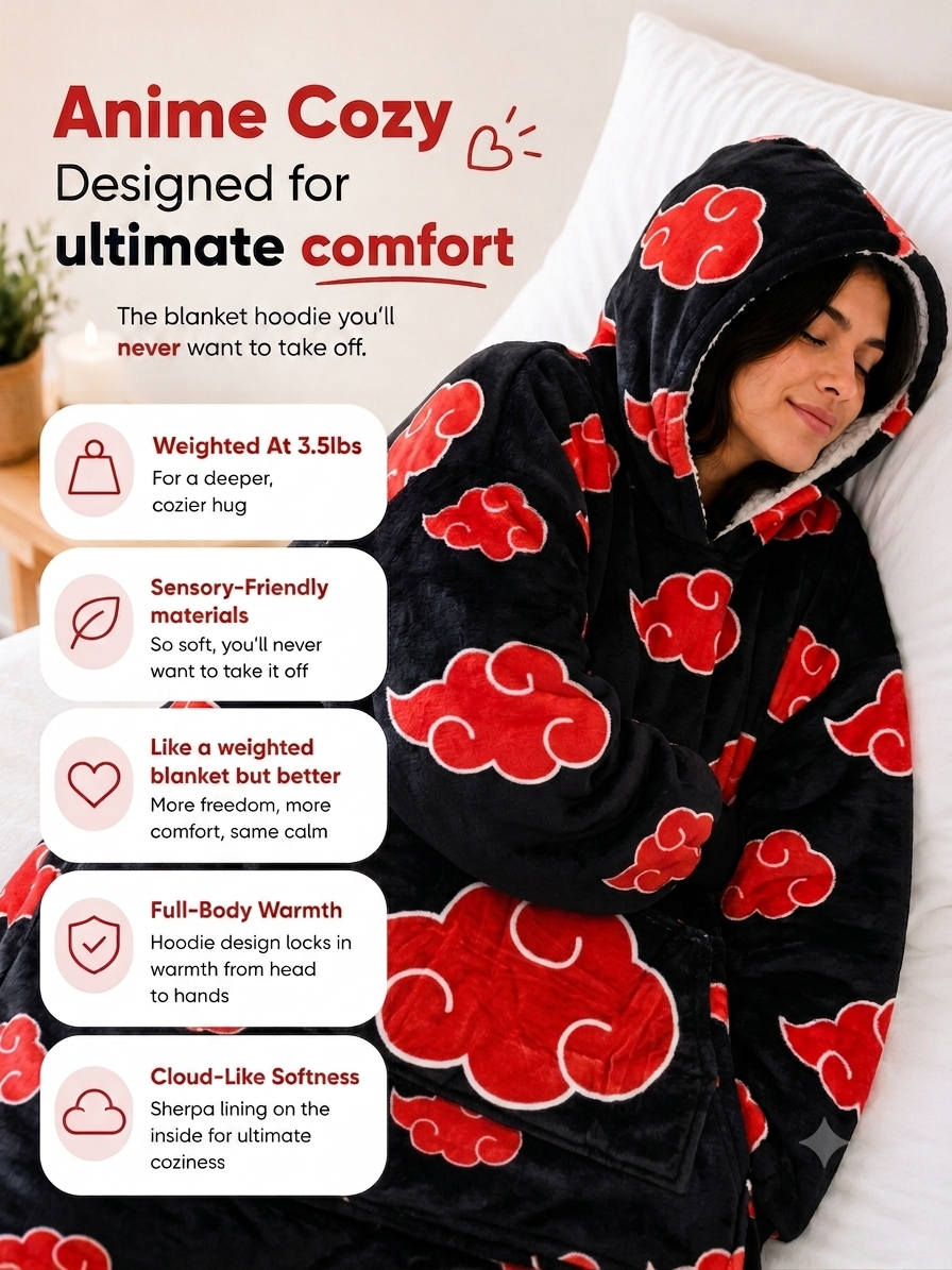 Naruto Itachi Akatsuki Wearable Blanket Hoodie for Kids & Adults | OLM Toys