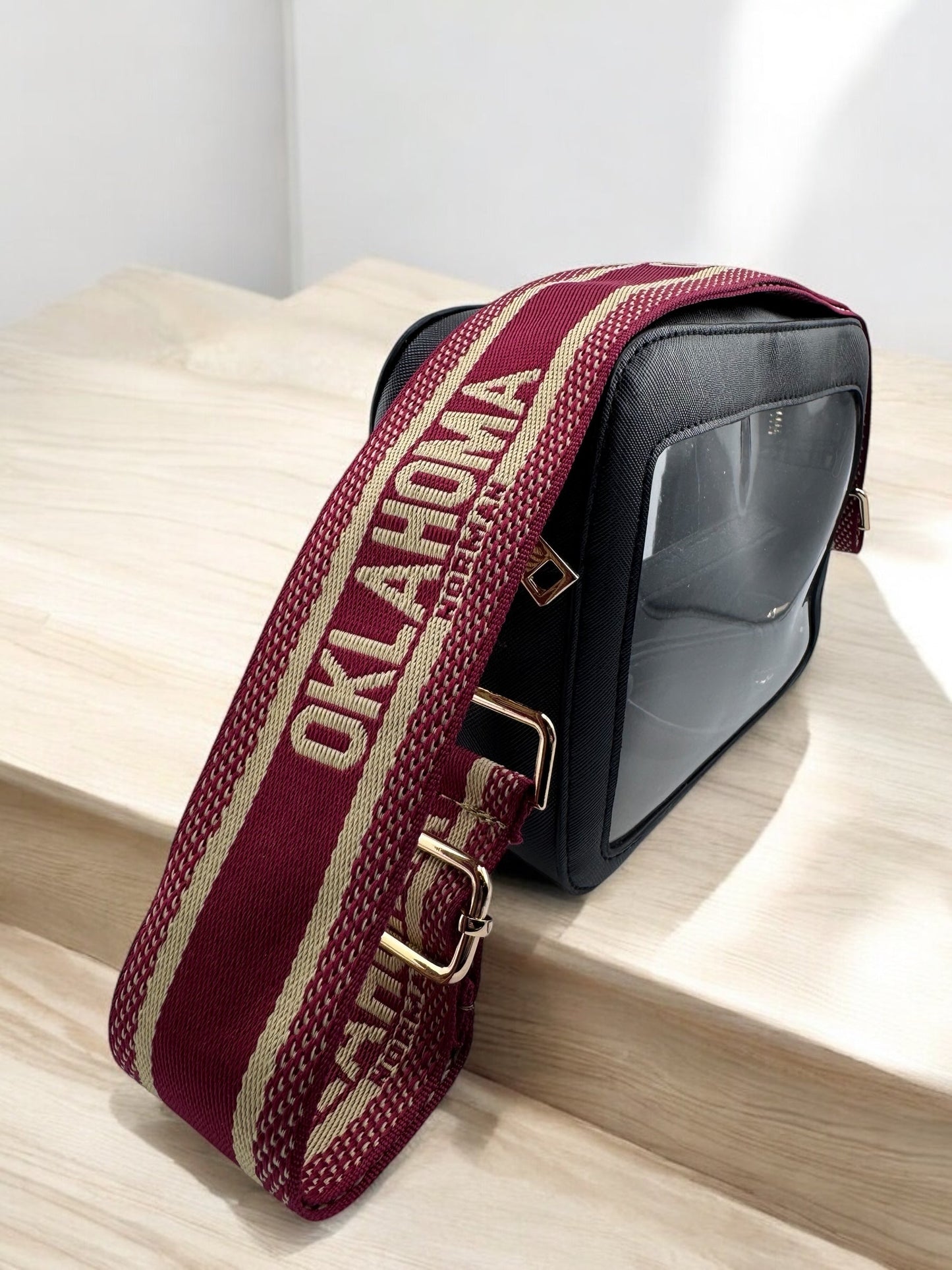 Michelle Clear Crossbody Stadium Handbag - Black
