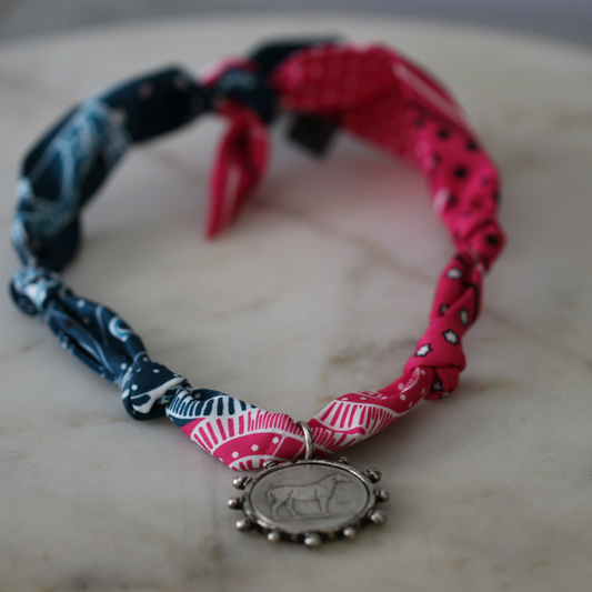 Rodeo Scarf Necklace with Horse Pendant Charm
