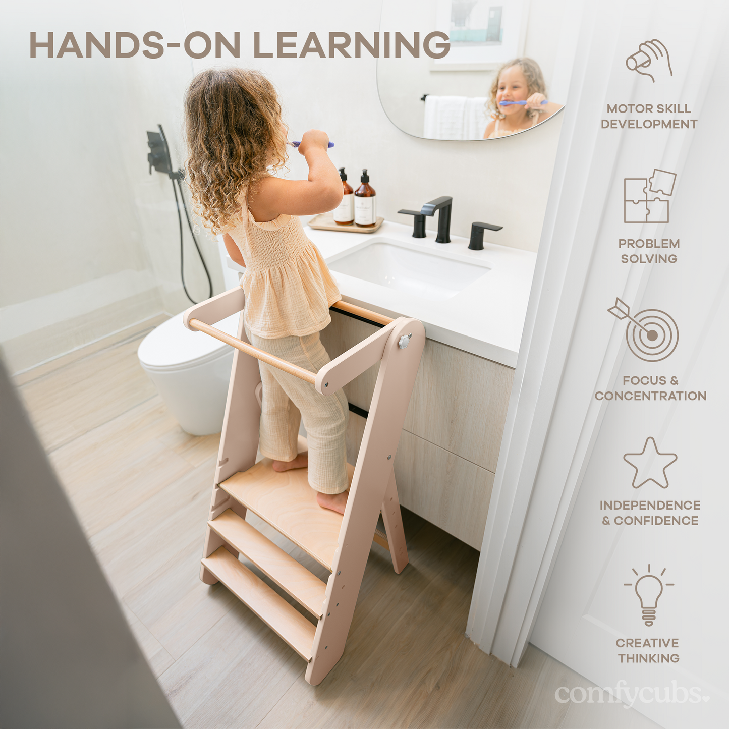 Kids Step Stool for Ages 3+ in Blush