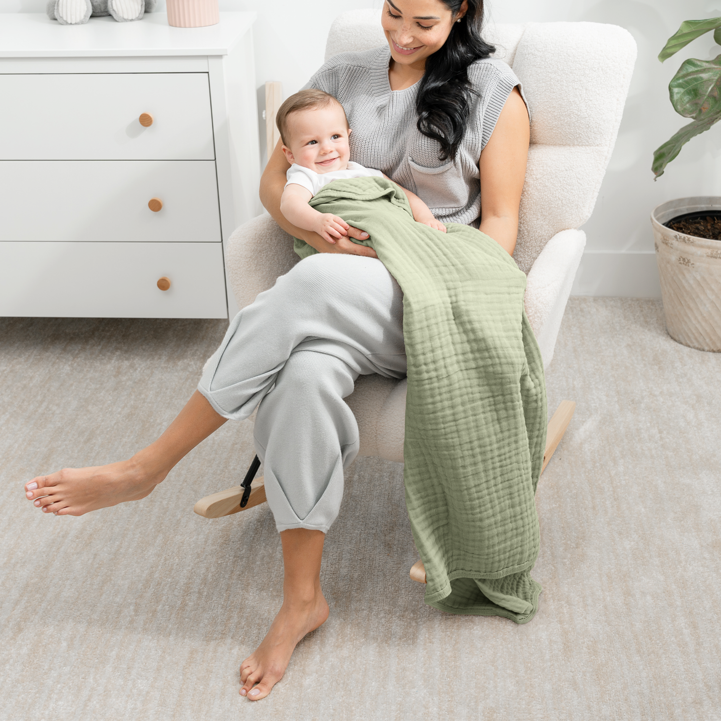 Baby Muslin Blanket in Sage