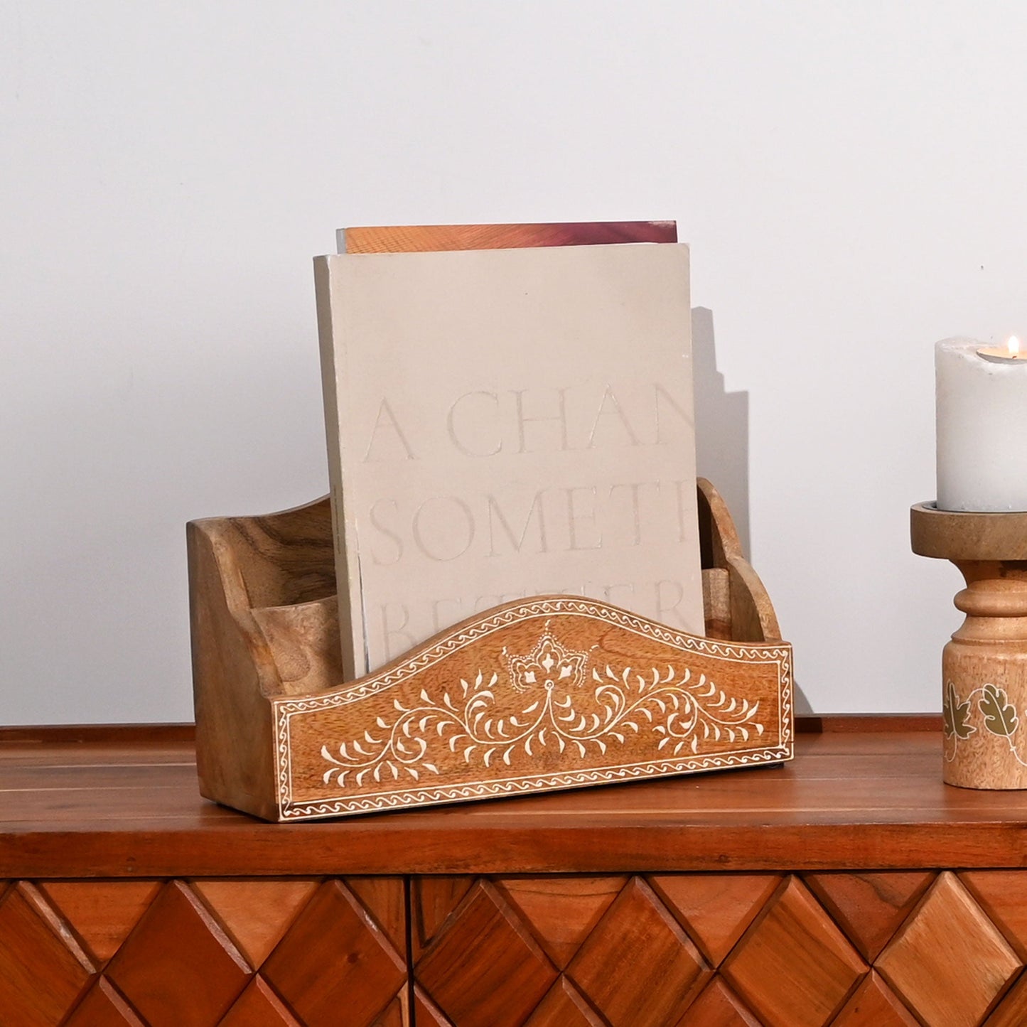 Desk Organiser | Handmade | Mango Wood | Natural