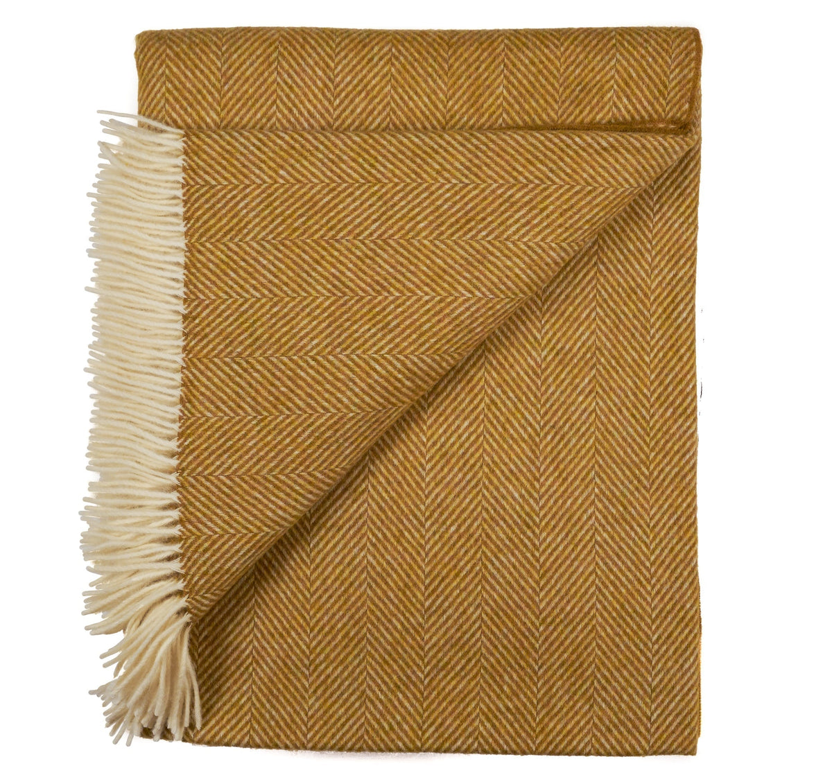Southampton Home Merino Wool Herringbone Throw - Gold