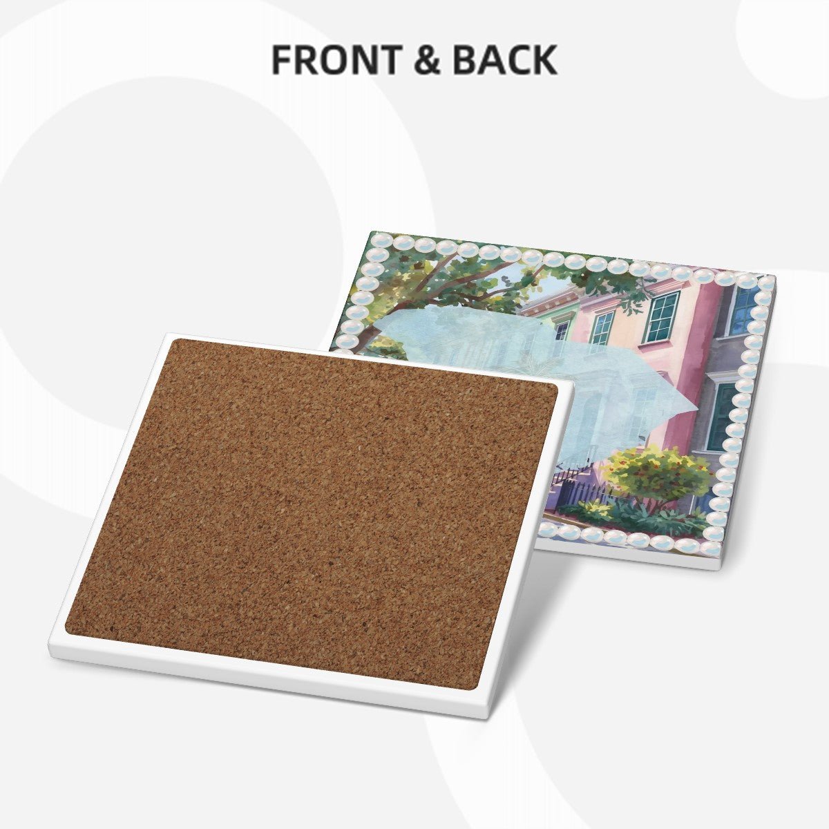 Charleston South Carolina Preppy Rainbow Row Square Ceramic Coasters