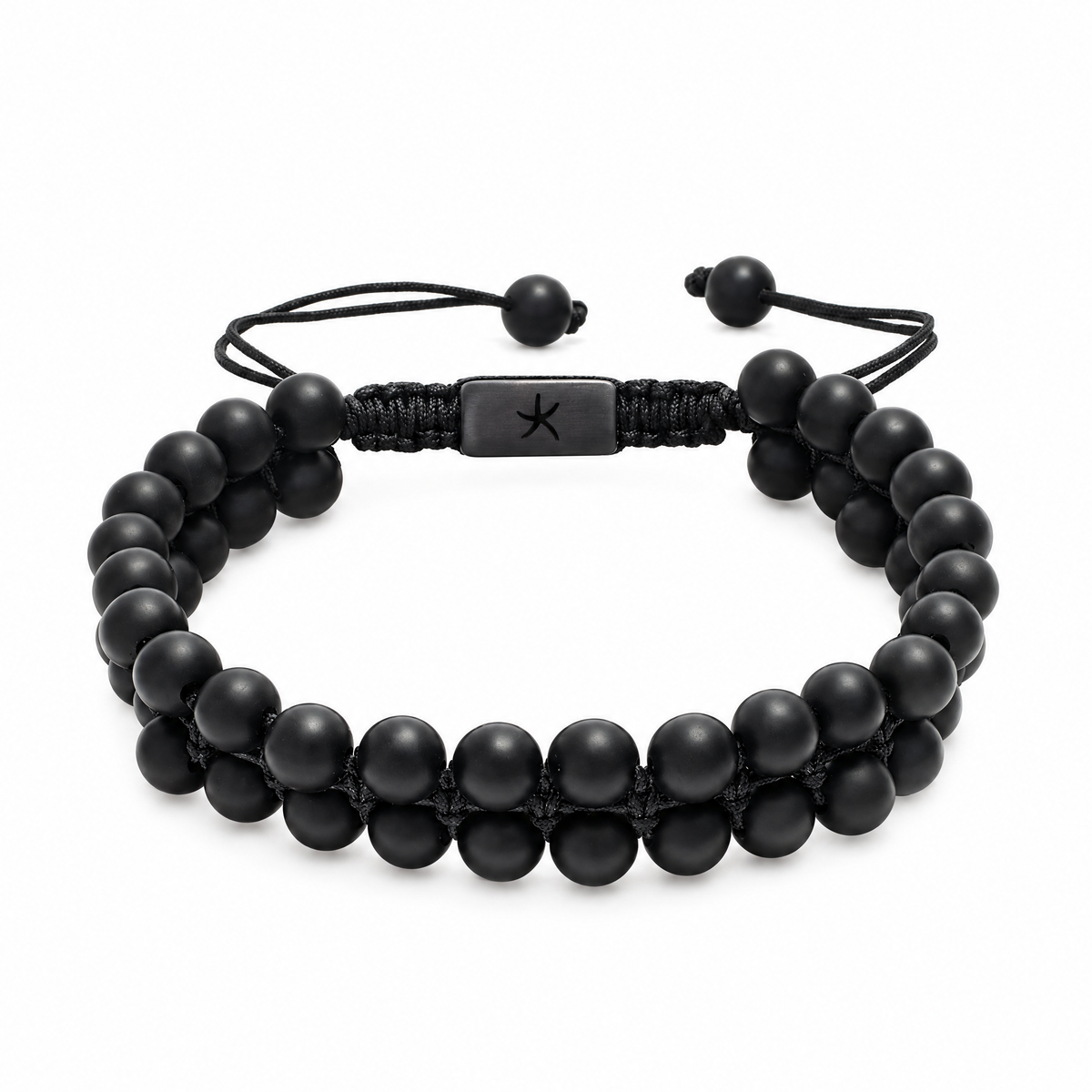 Helix Matte Black Agate Rope Beaded Bracelet