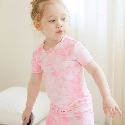 Bamboo Tie Dyeing Neon Pink Short Sleeve PJs