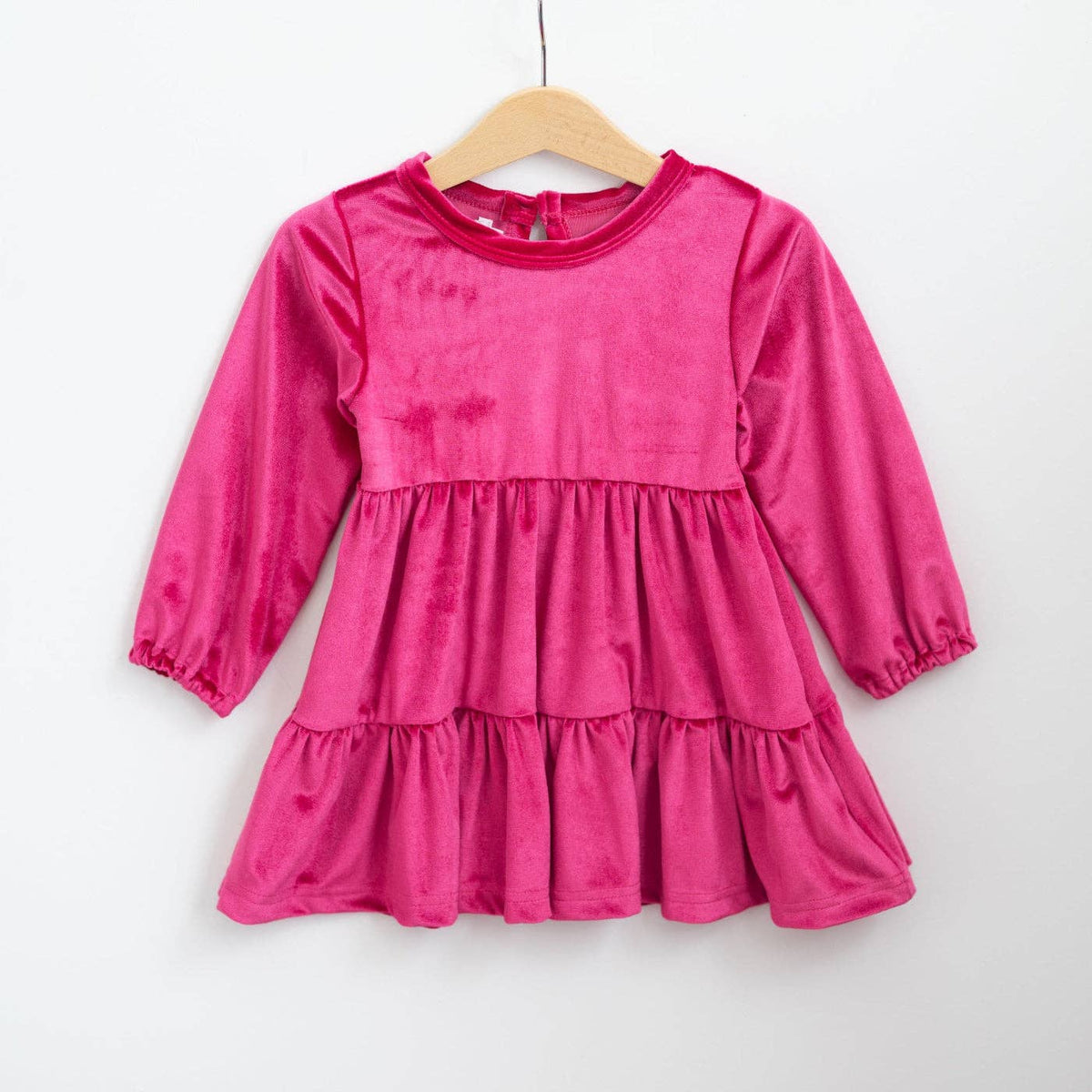 Groovy Velvet Gemstone Girls Dress in Hot Pink Valentine's