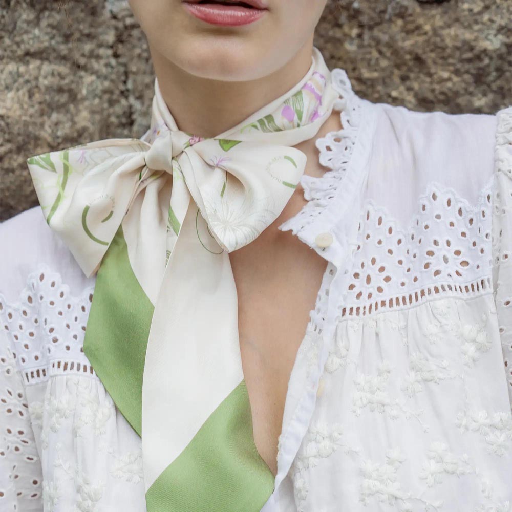 Cottage Vines Silk Twilly Scarf