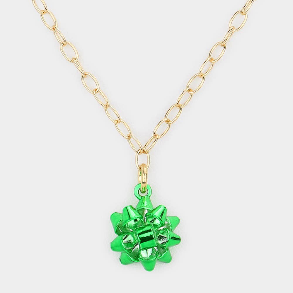 Christmas Gift Bow Necklace