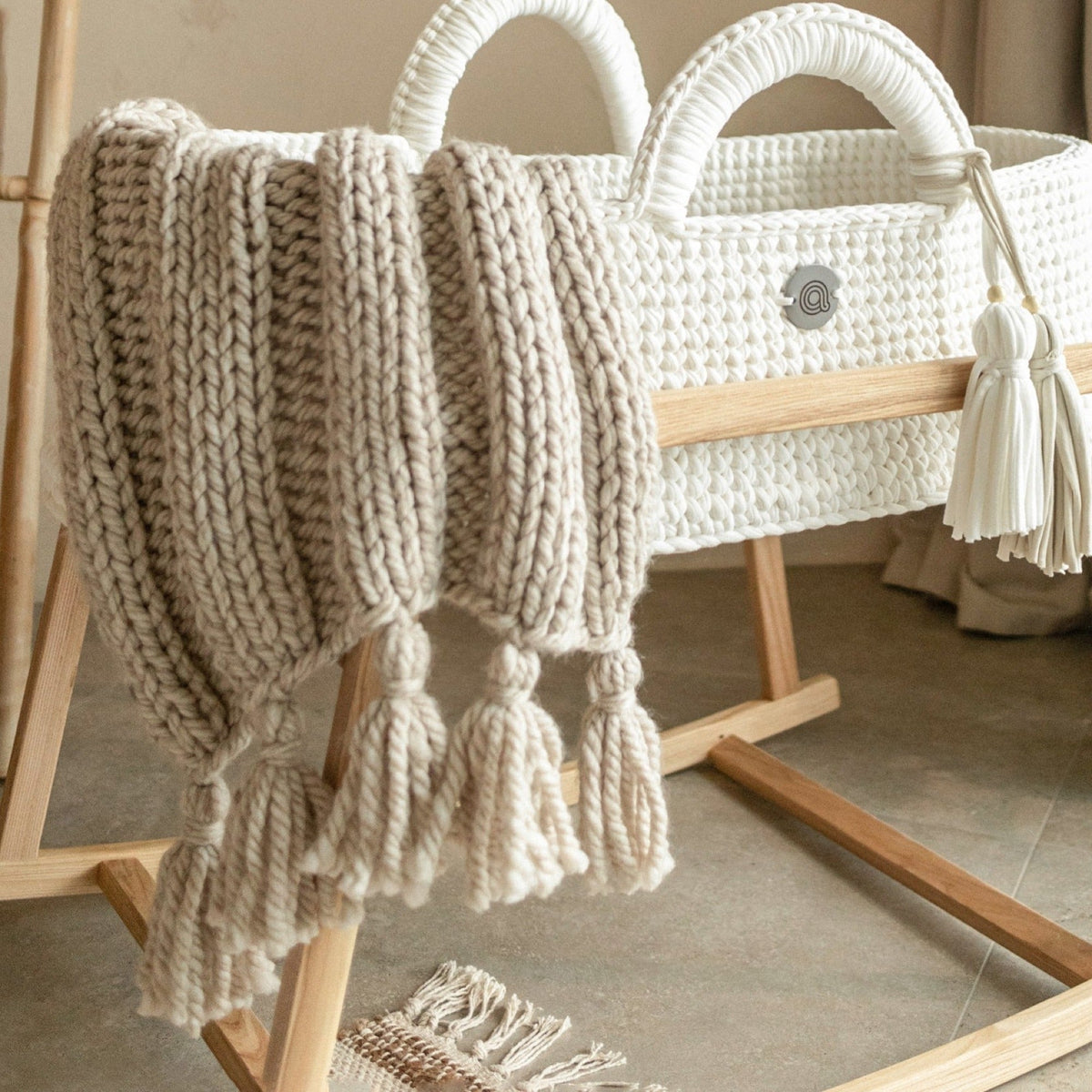Boho Hand-Knitted Baby Blanket