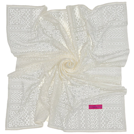 Southampton Home Lace Weave Baby Shawl - Ivory