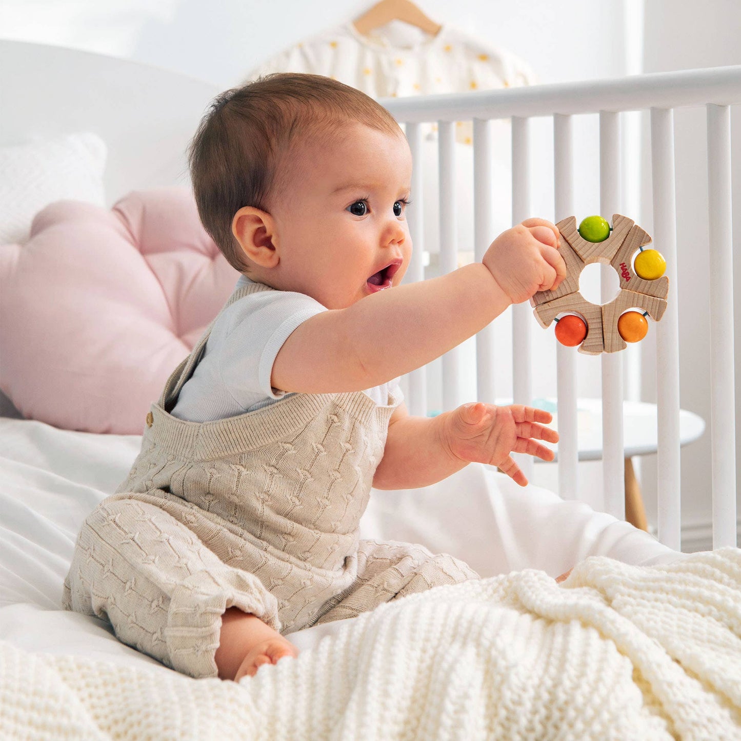 Ball Wheel Wooden Baby Grasping Toy - Montessori Rattle