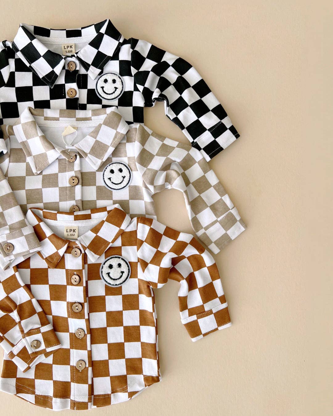 Smiley Checkered Copper Shacket