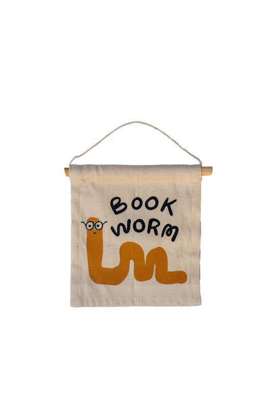 Book worm canvas hang sign