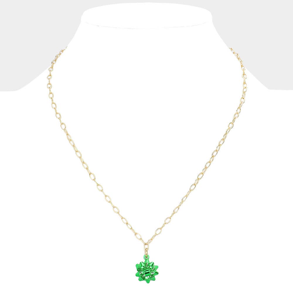 Christmas Gift Bow Necklace