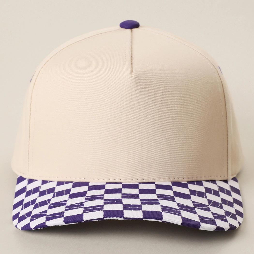 Collegiate Letter or Number Glitter HTV or Fabric Applique Embroidered Adjustable Checkered Bill Snapback Baseball Hat