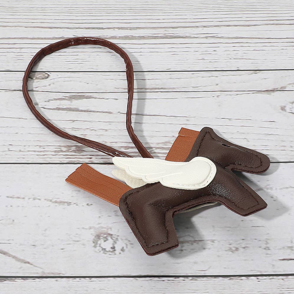 Faux Leather Winged Horse Bag Charm