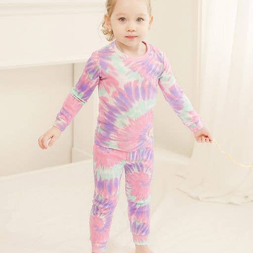 Tie Dye Mint Pink Purple Long Sleeve PJs