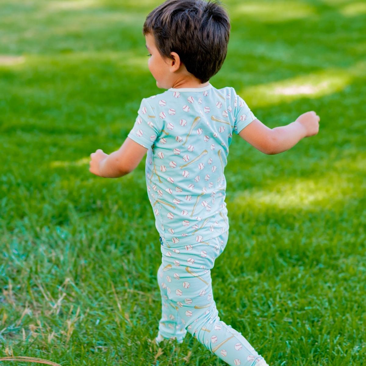 Little Slugger Baseball Aqua pajamas