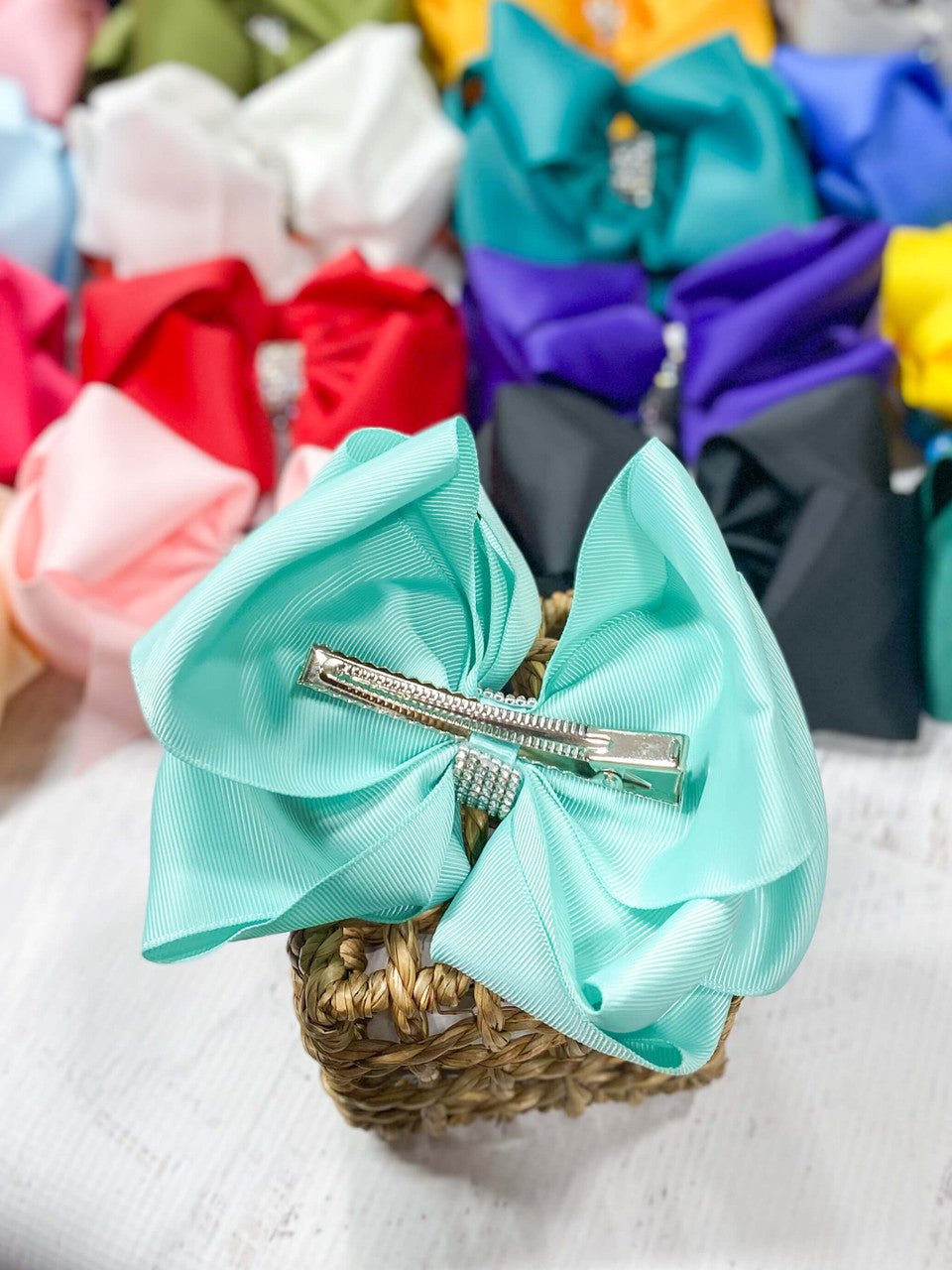 Oversize Rhinestone Hair Bows - Alligator Clip - 5.5"