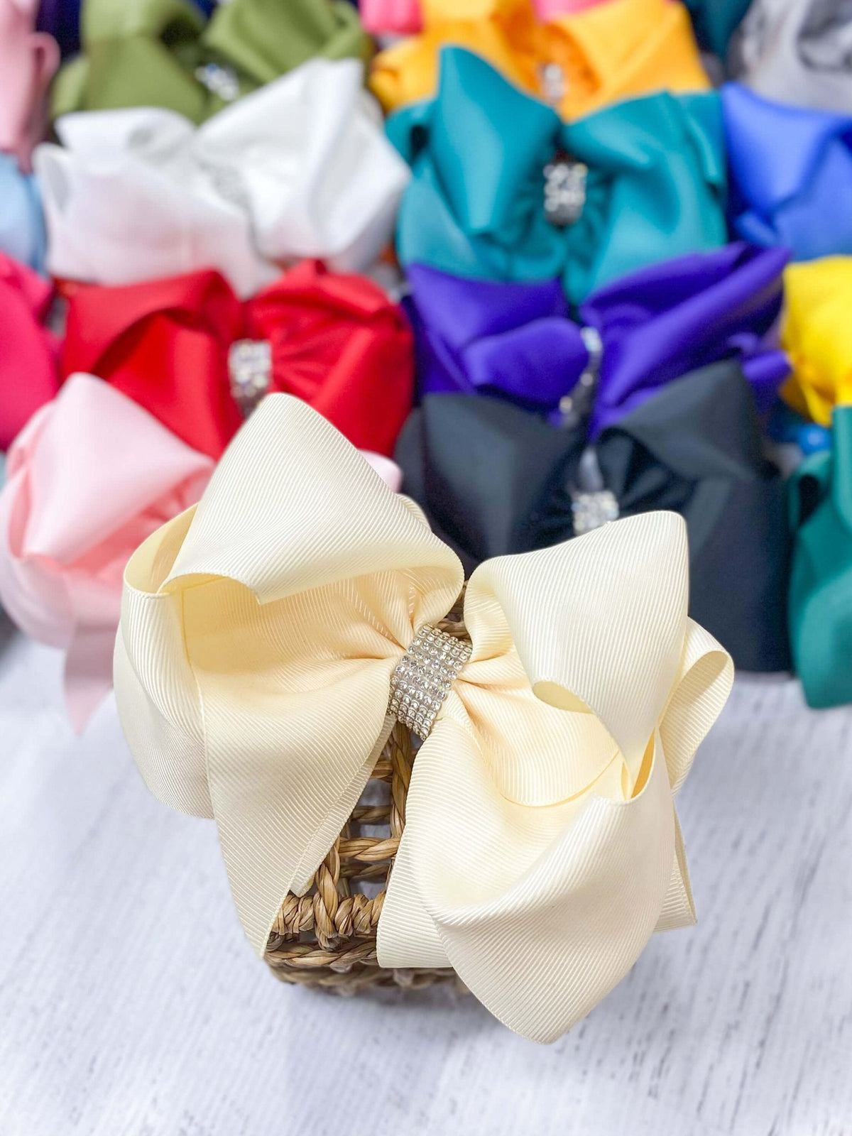 Oversize Rhinestone Hair Bows - Alligator Clip - 5.5"