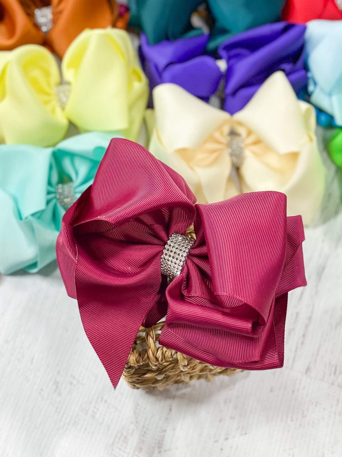 Oversize Rhinestone Hair Bows - Alligator Clip - 5.5"