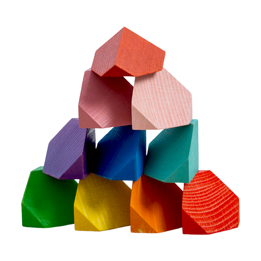 **Pre-order (Ships in 1-2 Weeks)**18 Pcs Wooden Cornerstone Building Blocks Set in Primary Rainbow Colors