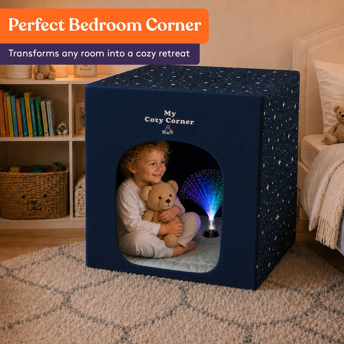 Special Supplies Blackout Sensory Tent for Kids, Calming Play Room with Fiber Optic Lamp and Glow-in-The-Dark Fuzzy Blanket
