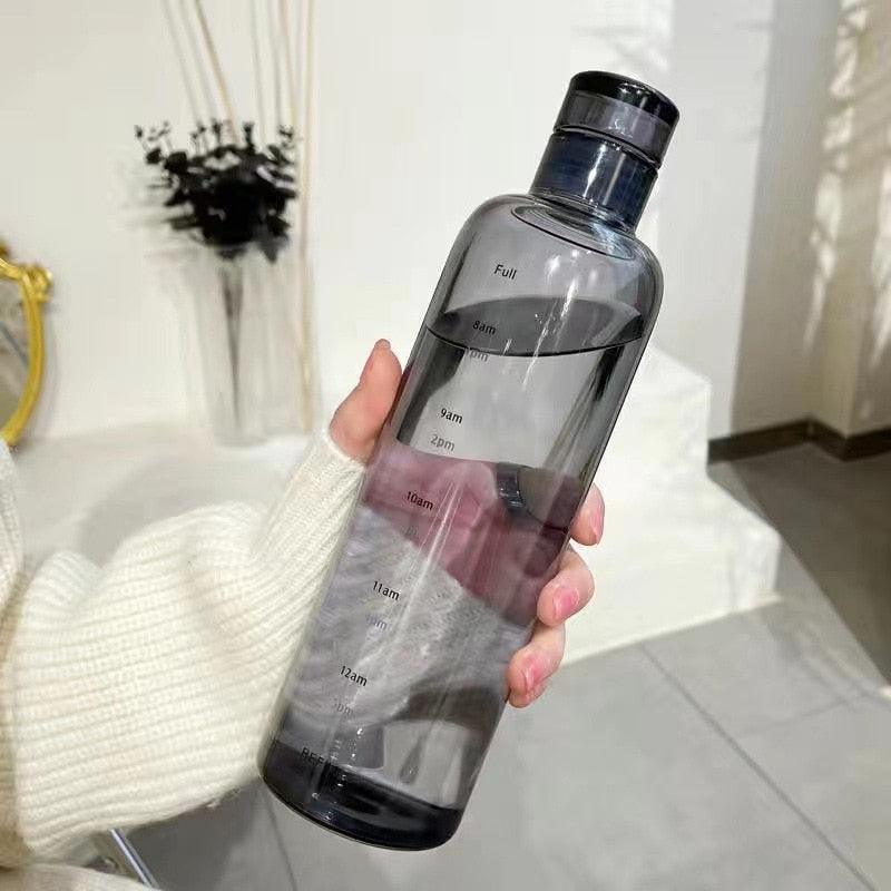 500ml Glass Water Bottle with Time Marker Transparent Milk Cup Outdoor Sports Portable Leakproof Drink Bottle with Cup Sets Water Bottle Leak-proof Time Scale Print Transparent High  Bottle for Office Water Bottle