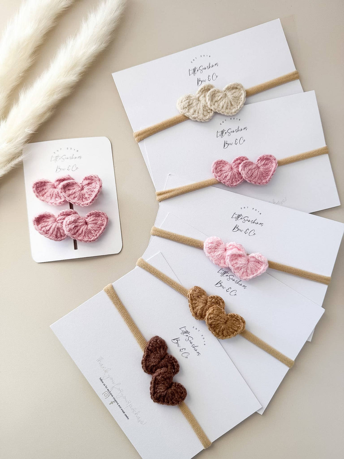 Double Heart Hair Clips & Nylon Headbands