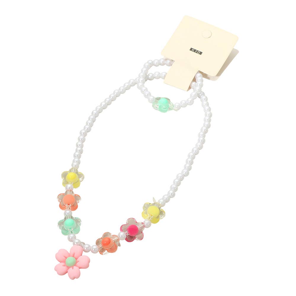 Kids Flower Beaded Jewelry Set