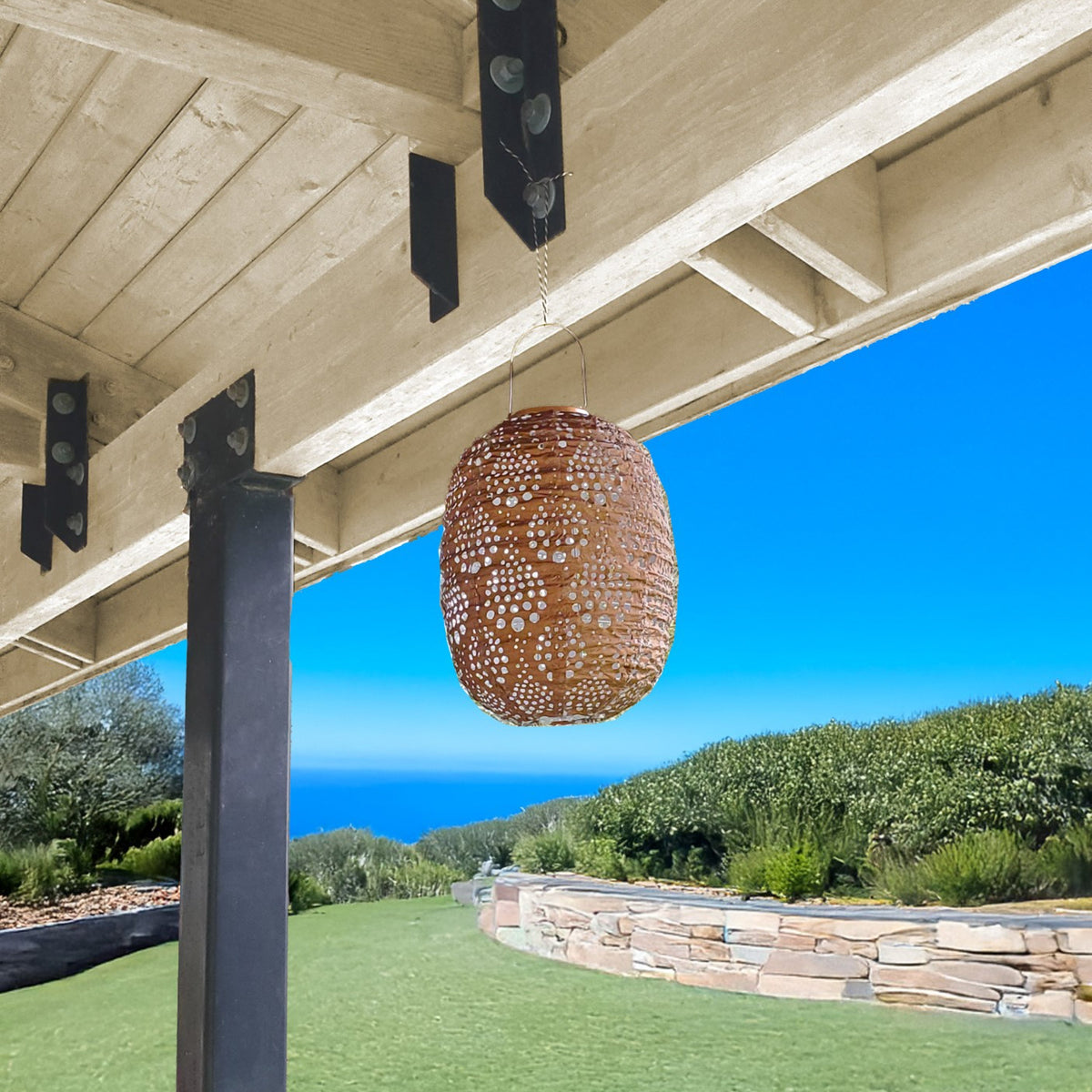 Stella Luxe Barrel Dewdrop Copper LED Lantern (Battery Powered)