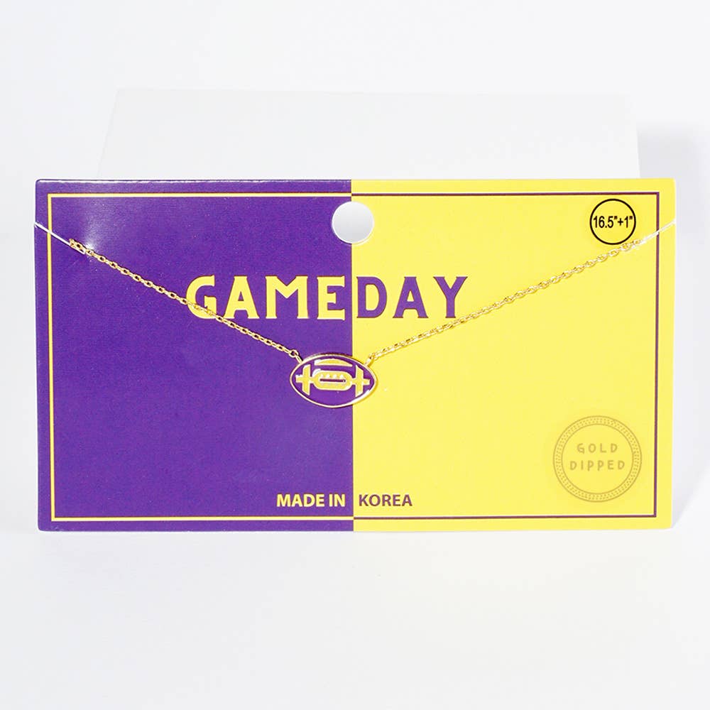 Gold Dipped Gameday Enamel Football Pendant Necklace