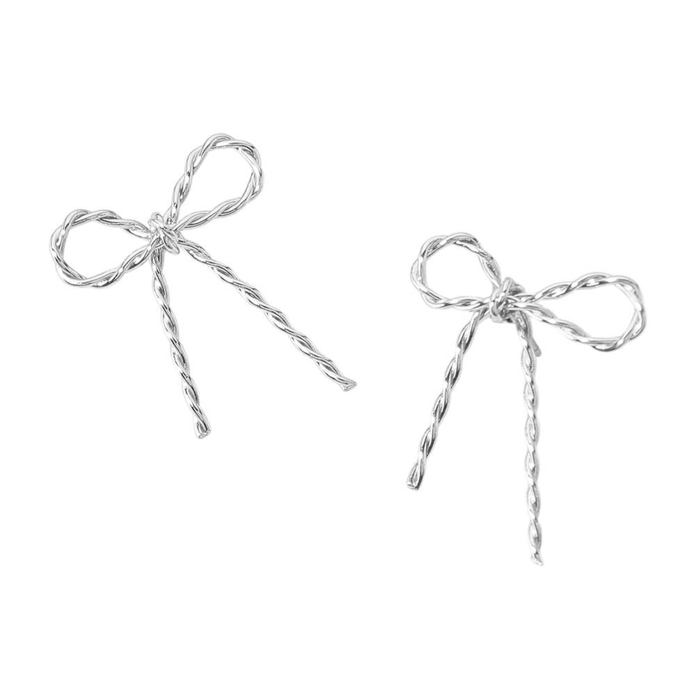 Rope Metal Wire Bow Knot Stud Earrings