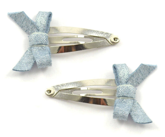 Metallic Baby Bow Hair Clips – Brass Leather (Pair)