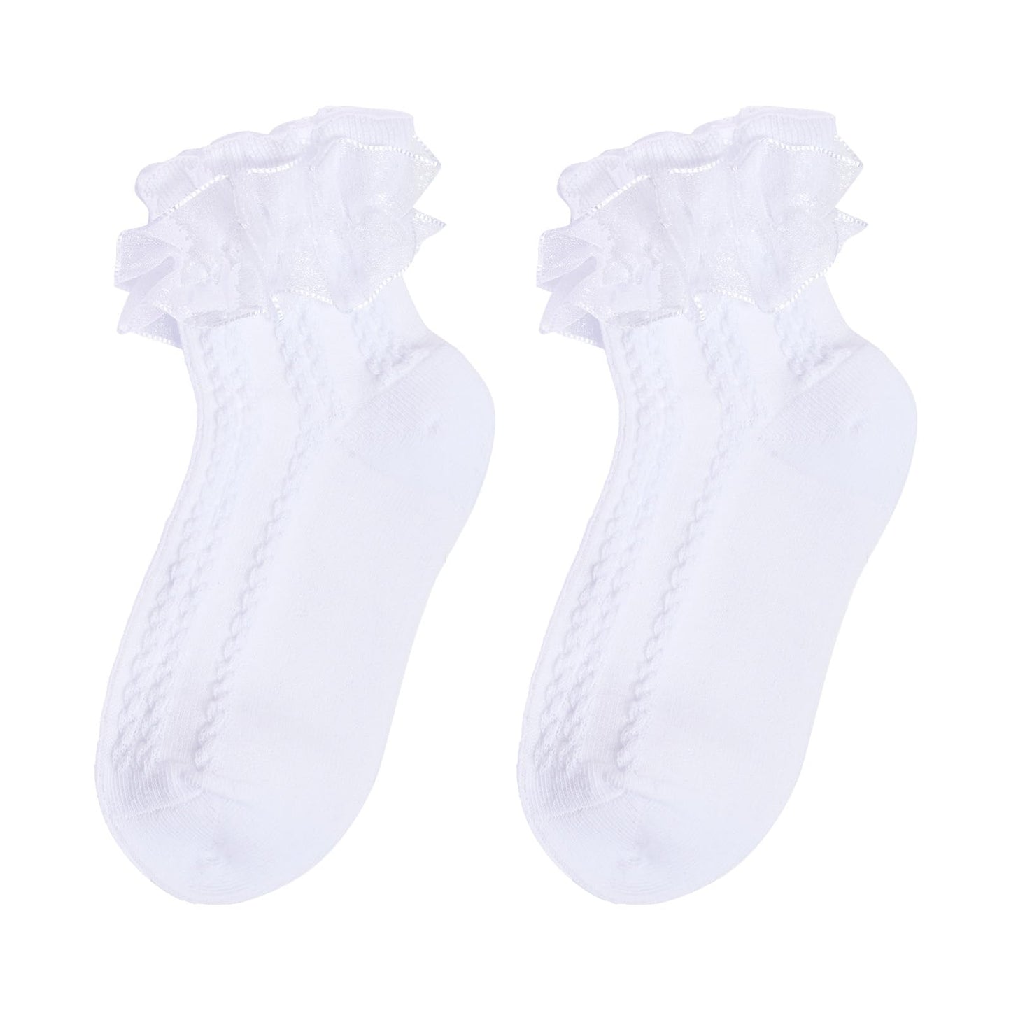 Girls Cotton Lace Dress Socks White 1 Pack Size 4-6 Years
