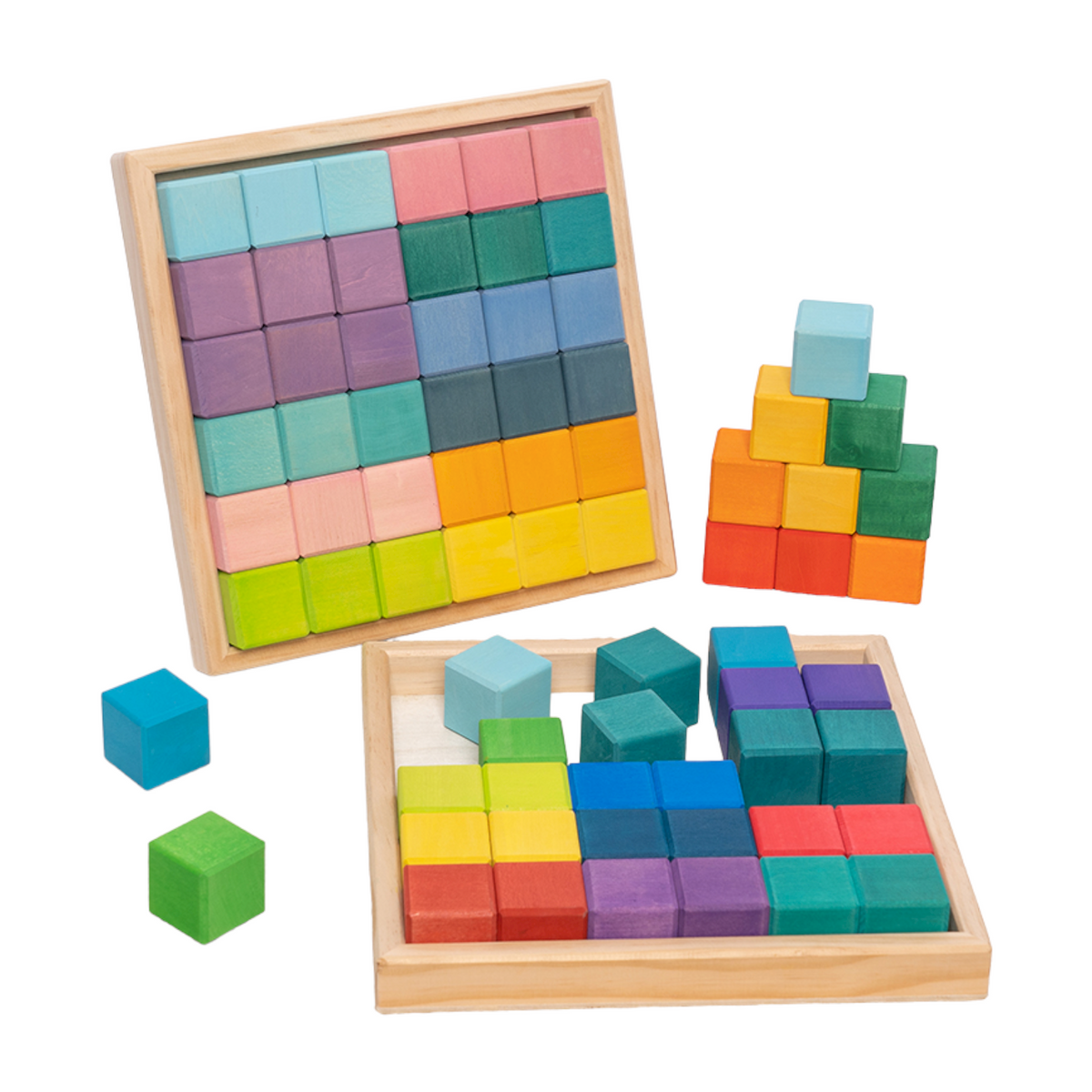 36-Piece Mosaic Building Blocks – Pastel (Stained)