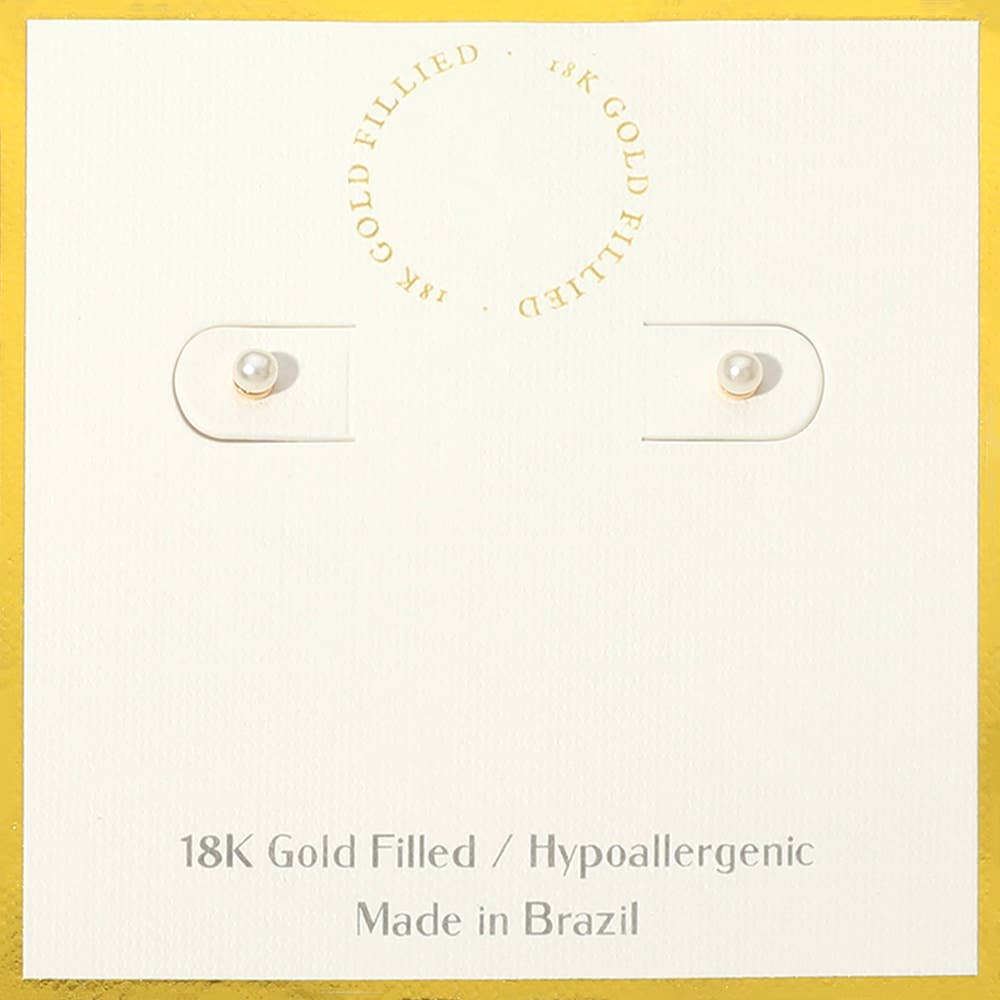 18K Gold Filled Hypoallergenic Pearl Stud Earrings