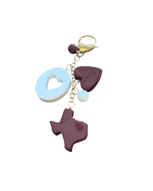 Luxe League Bag Charm Texas Edition - Maroon
